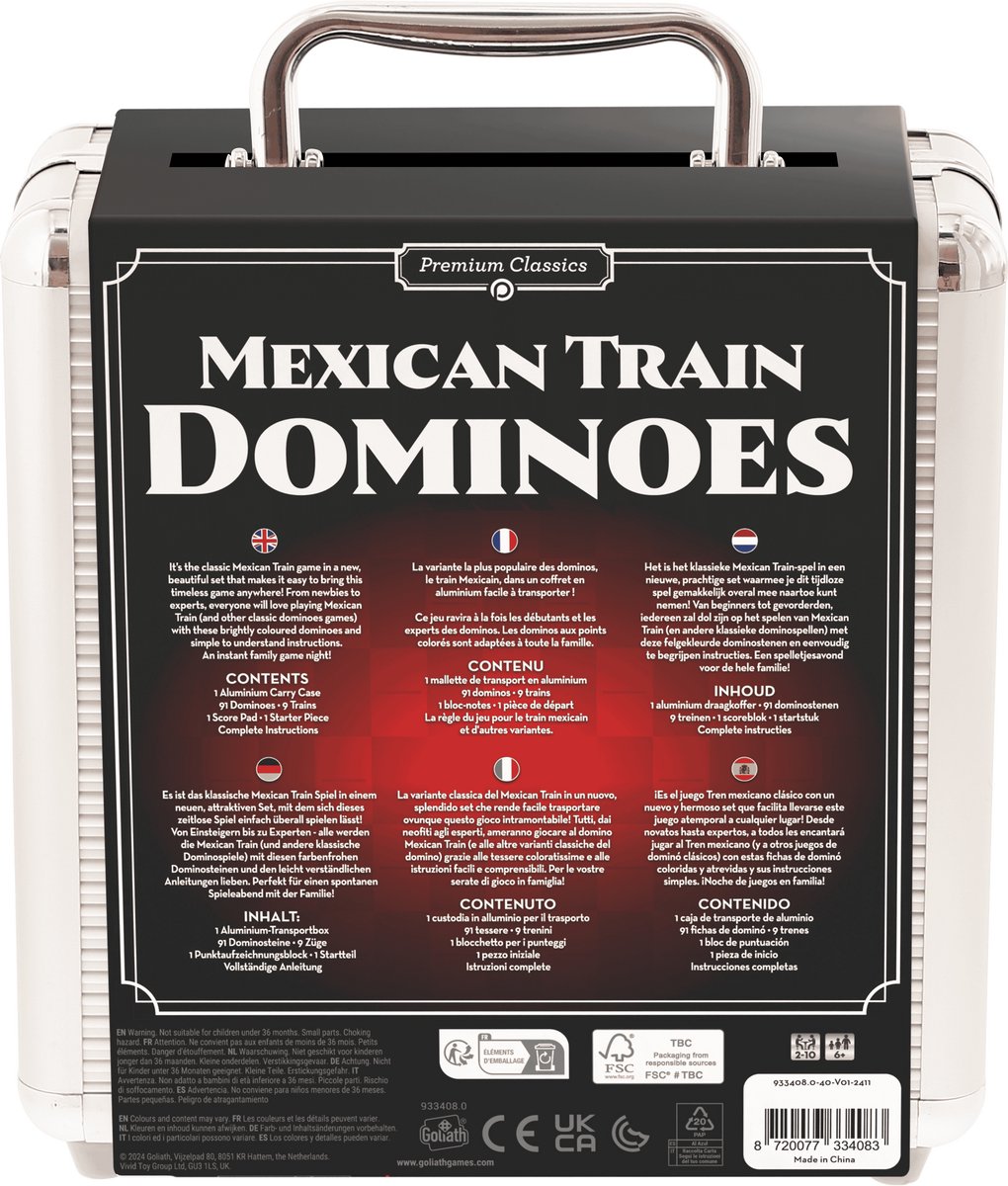 Goliath Mexican Train Dominos In Tin - Koffer - Actiespel - Domino - Gezinsspel - 1 tot 8 spelers