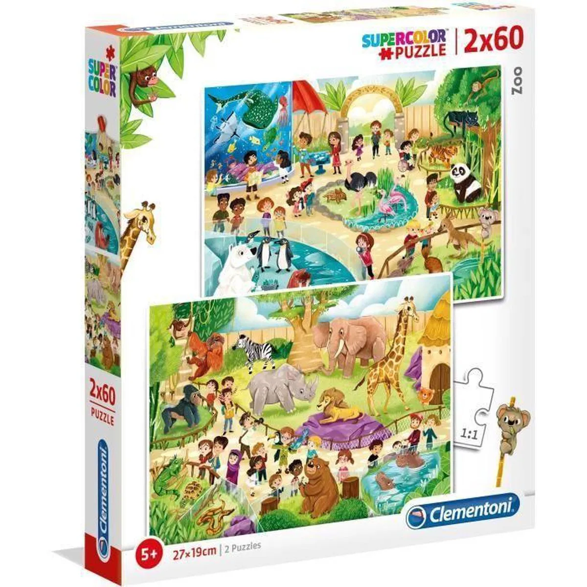 Clementoni PZL 2X60 LO Zoo NolI 1 - 2 Puzzels 120 Stuks - Multicolor