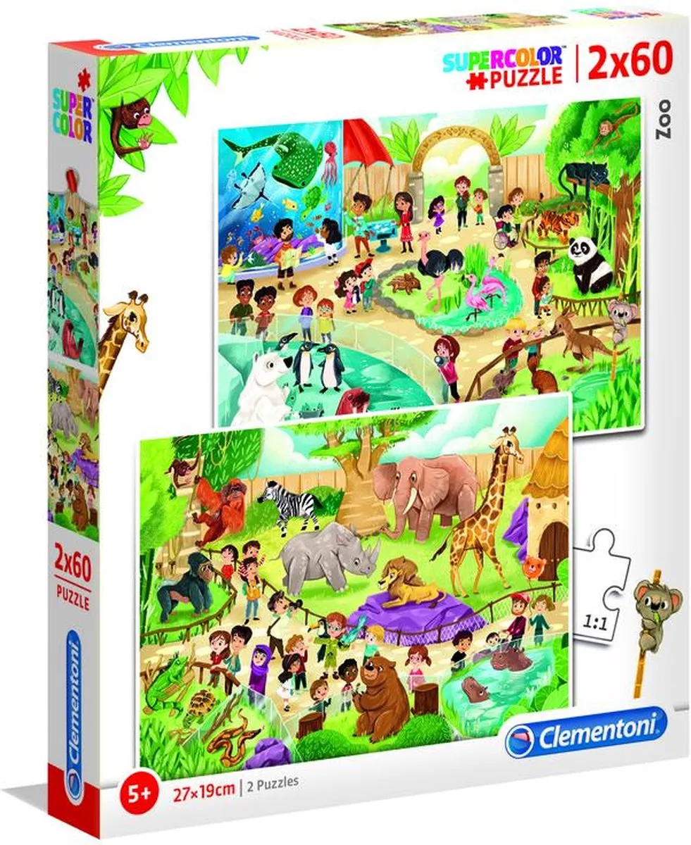 Clementoni PZL 2X60 LO Zoo NolI 1 - 2 Puzzels 120 Stuks - Multicolor
