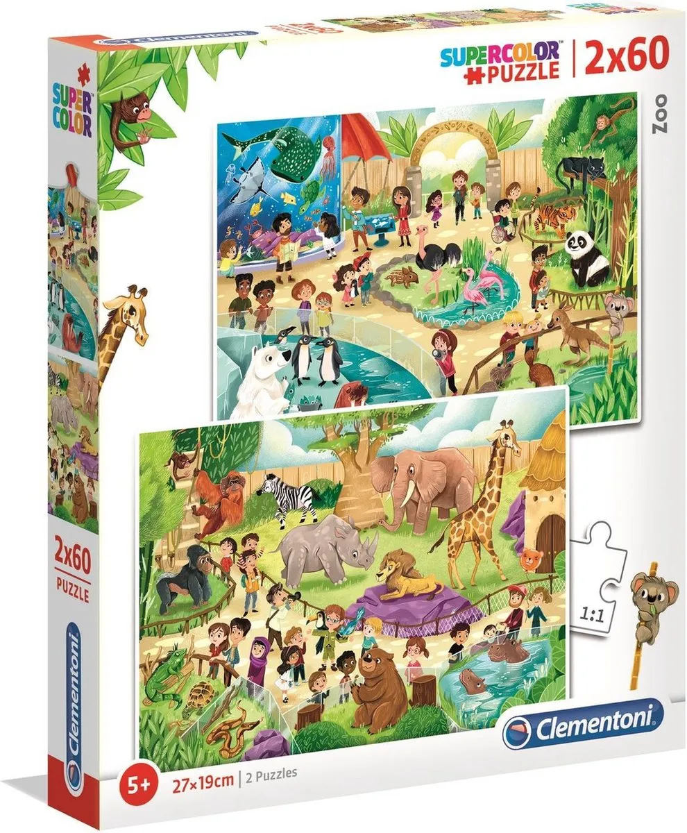 Clementoni PZL 2X60 LO Zoo NolI 1 - 2 Puzzels 120 Stuks - Multicolor