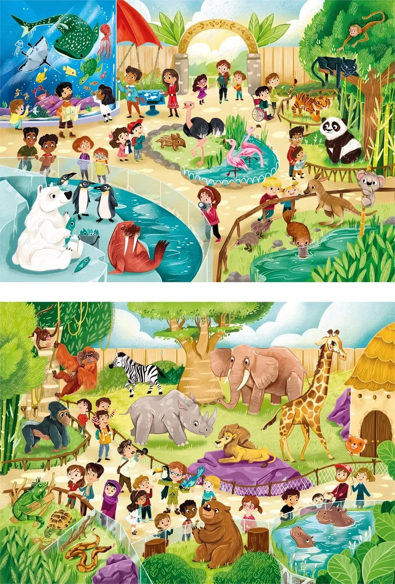 Clementoni PZL 2X60 LO Zoo NolI 1 - 2 Puzzels 120 Stuks - Multicolor
