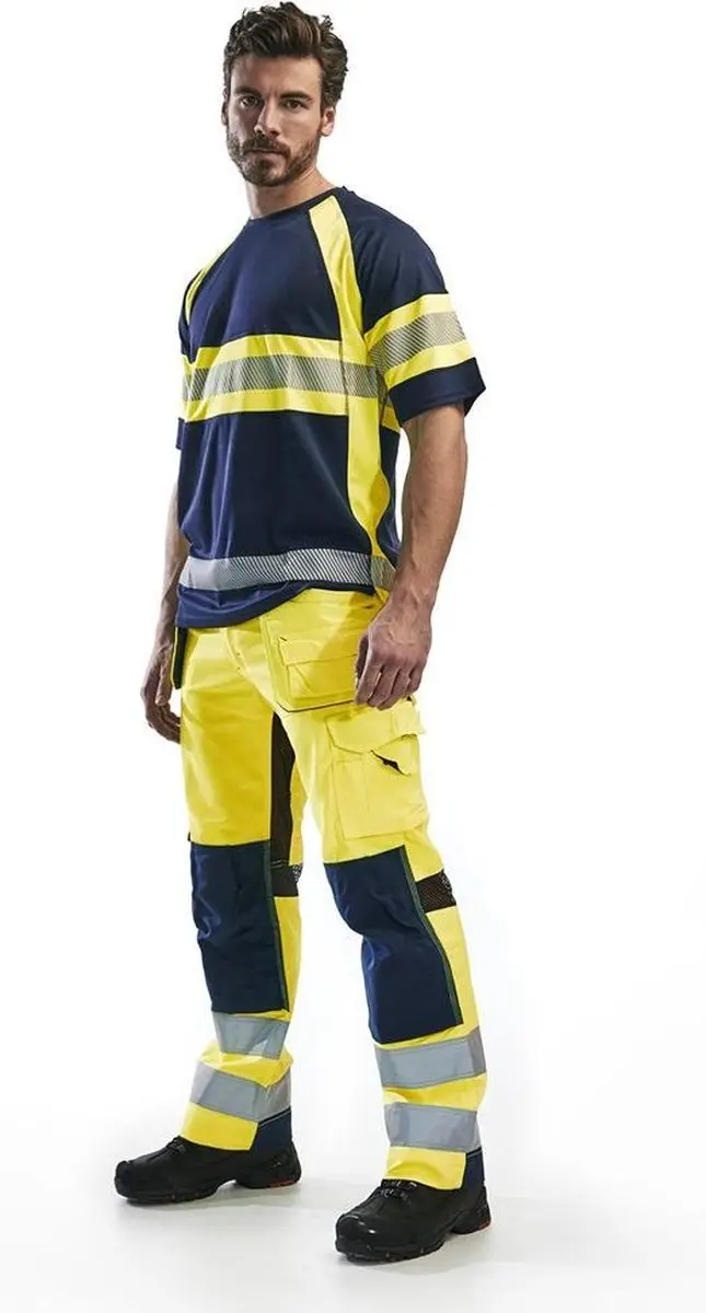 Blåkläder UV-T-shirt High Vis 3337-1051 - Marine/High Vis Geel XXL