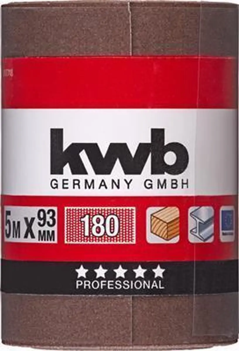KWB Schuurpapierrol K-180 93mm x 5m - Metaal/Hout