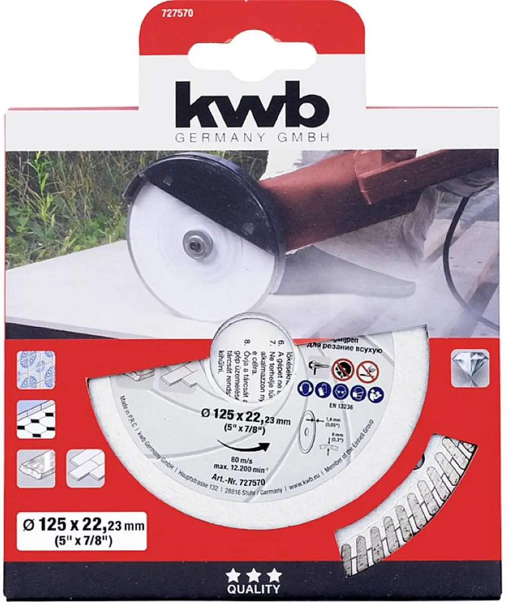 KWB 727570 Diamanten Doorslijpschijf 125mm - 22.23mm