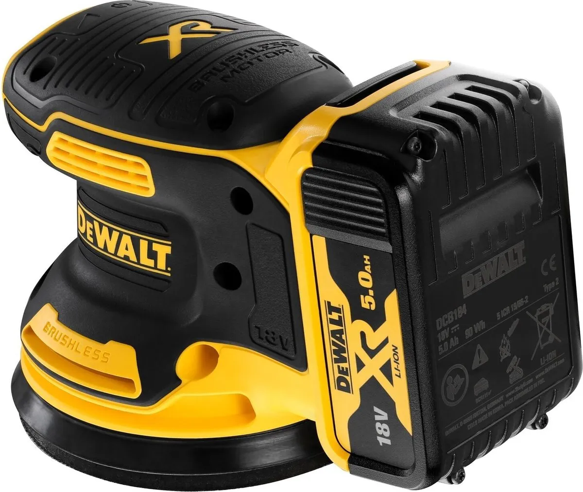 DeWalt DCW210P2 Excenterschuurmachine 18V - 2x 5.0Ah - 125mm