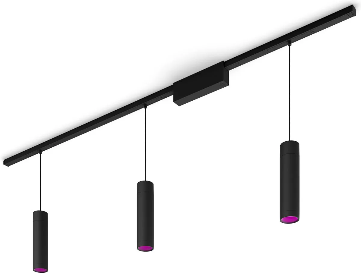 Philips Hue Perifo railverlichting plafond - wit en gekleurd licht - 3 hanglampen - zwart - basisset