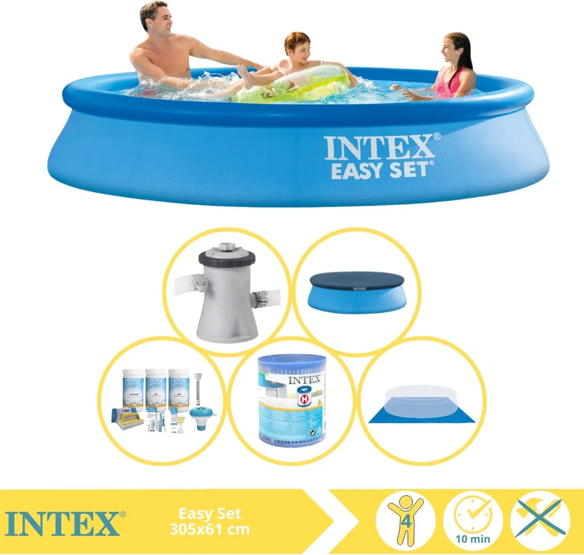 Intex Easy Set 28118GN Opblaaszwembad 305x61cm - Blauw