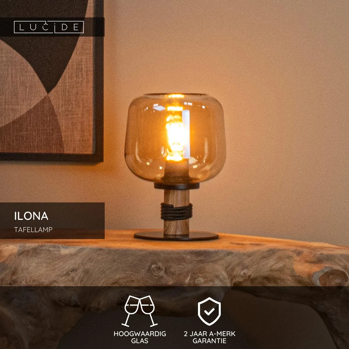 Lucide Ilona Tafellamp Ø18cm - Amber