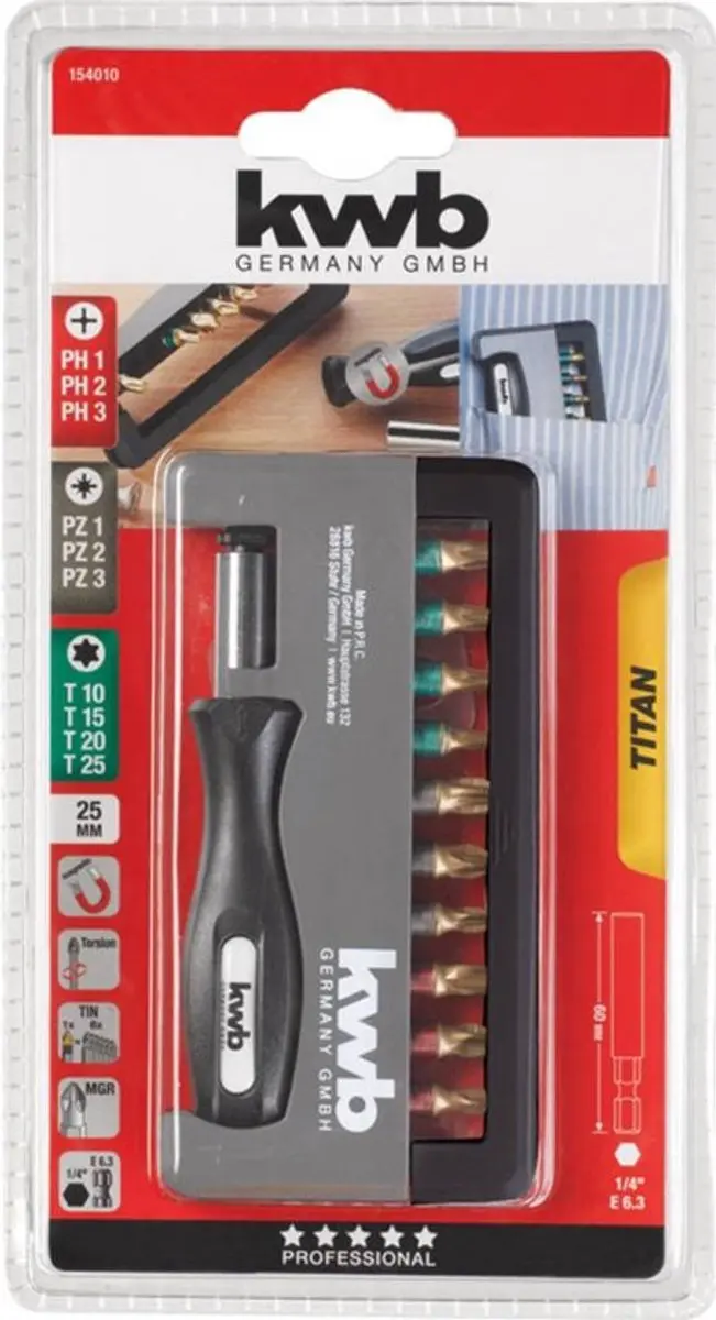 KWB Titaan Handy Bitboxset 12-delig T10 - 12 Stuks