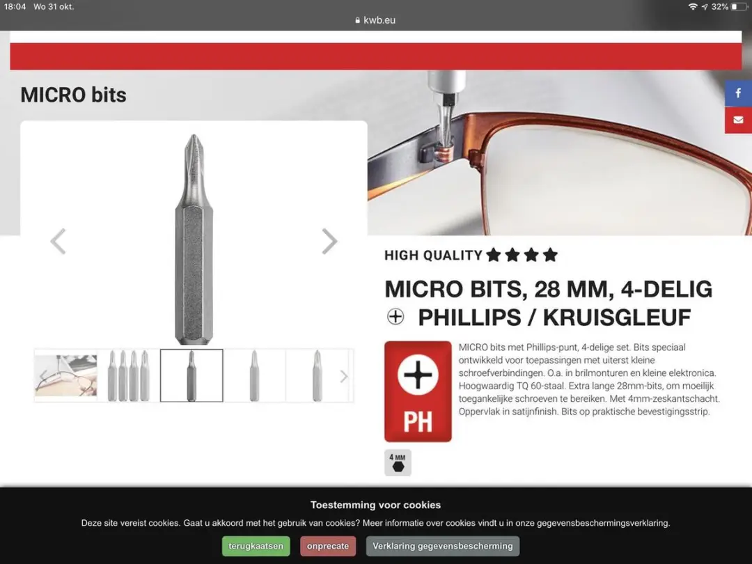 KWB Micro Bits 28mm 4-delig - PH 000/PH 00/PH 0/PH 1