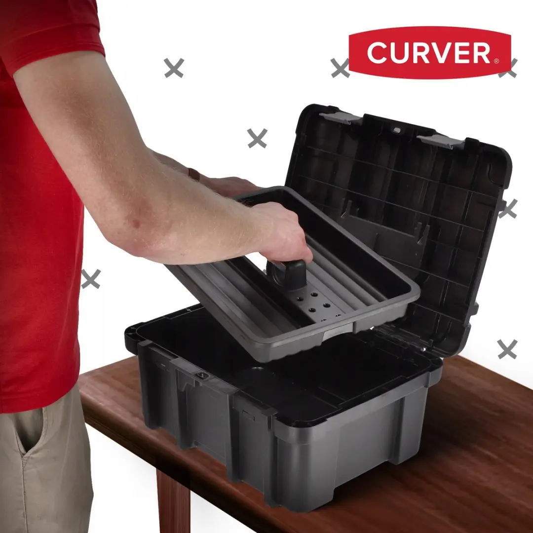 Keter Wide Toolbox 16 inch Gereedschapskoffer - 41,9x32,7x20,5cm - Zwart - afbeelding 6 van 6