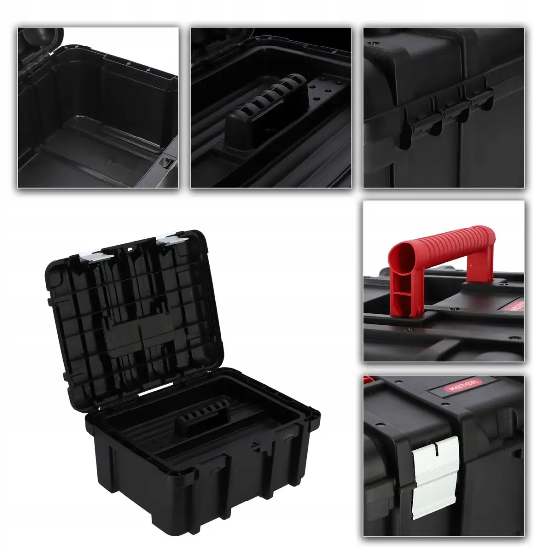 Keter Wide Toolbox 16 inch Gereedschapskoffer - 41,9x32,7x20,5cm - Zwart