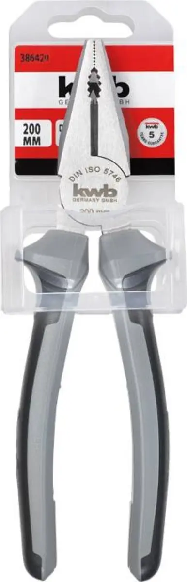KWB Combinatietang 200mm - Softgrip - Grijs