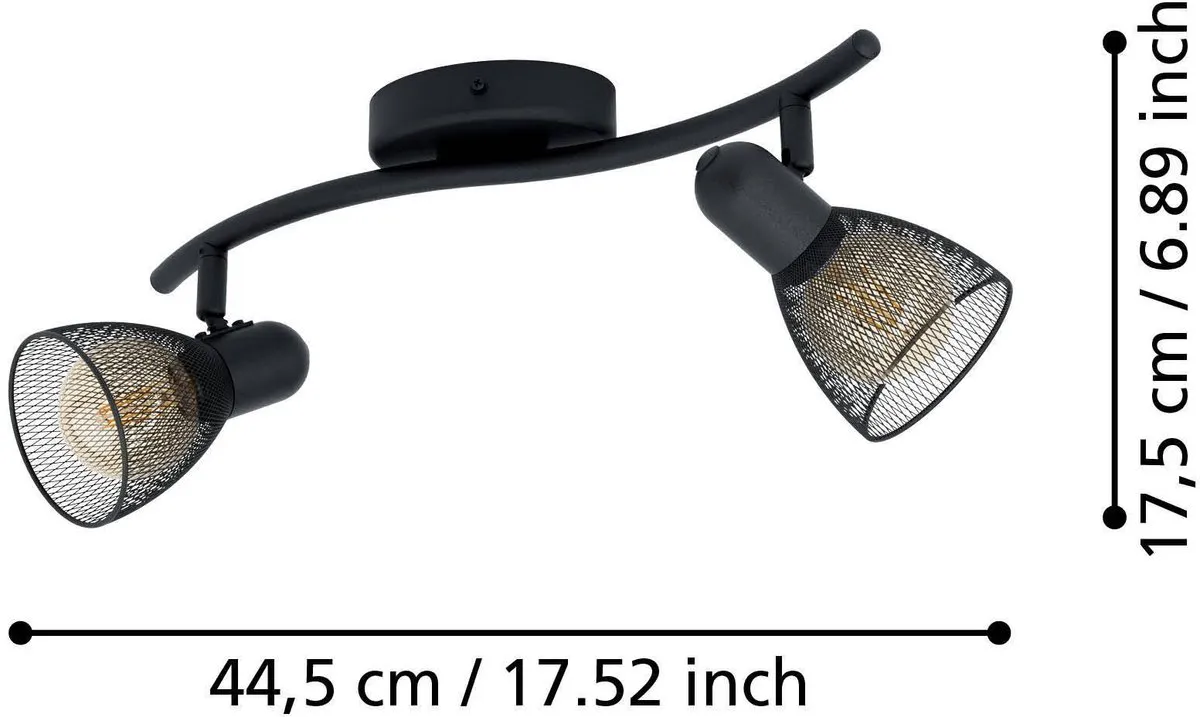 Eglo Carovigno Opbouwspot 2x E27 - 34cm - Zwart - afbeelding 6 van 6