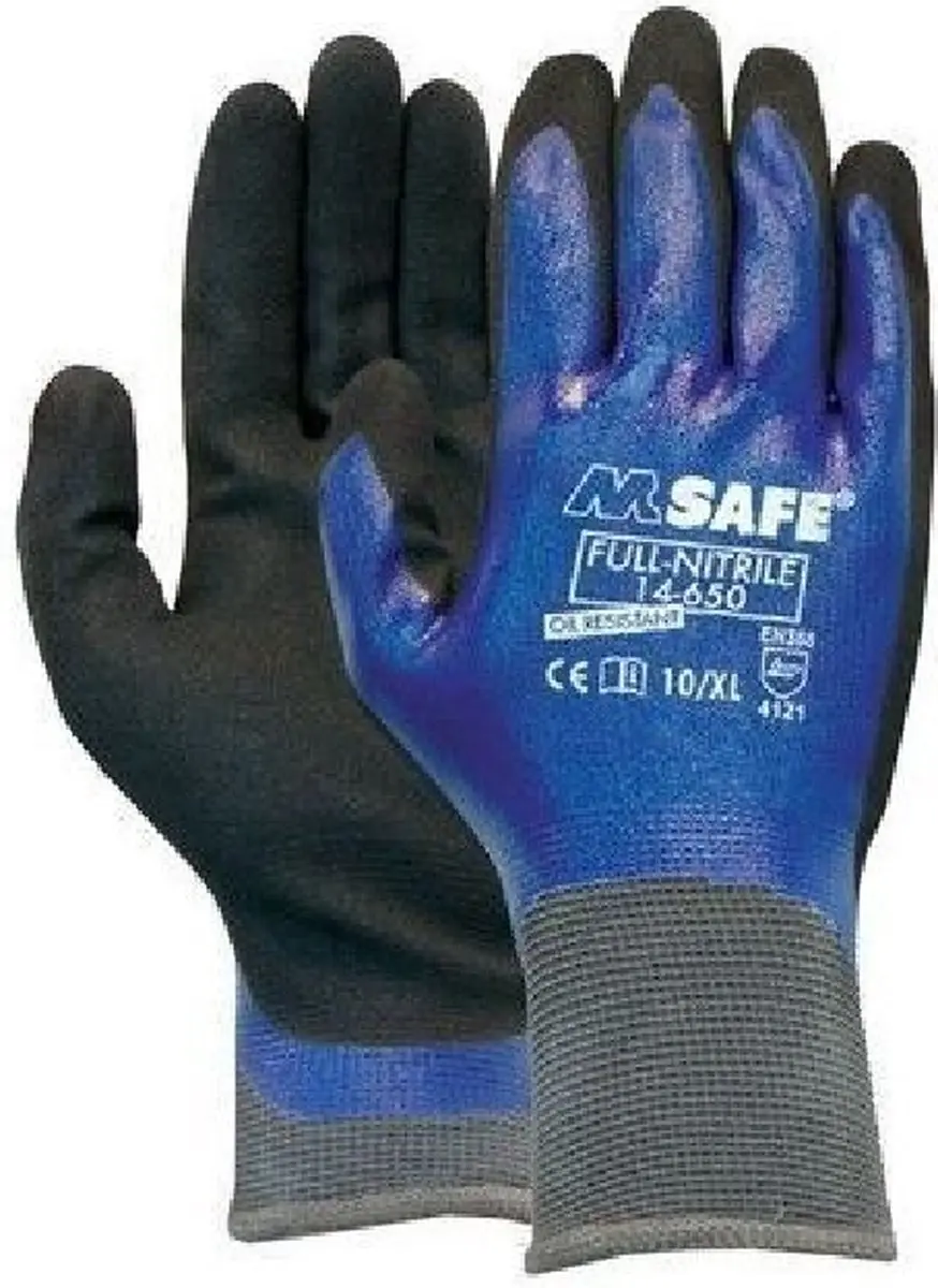 Oxxa Full-Nitrile 14-650 Werkhandschoenen - Maat 10 - Blauw/Zwart