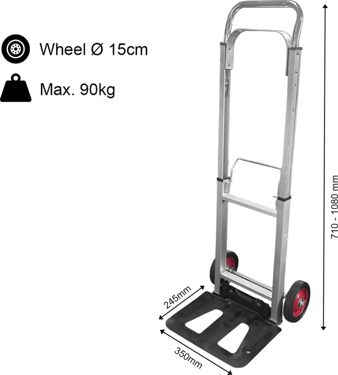 Kortpack Volledig inklapbare steekwagen 90kg - Zilver