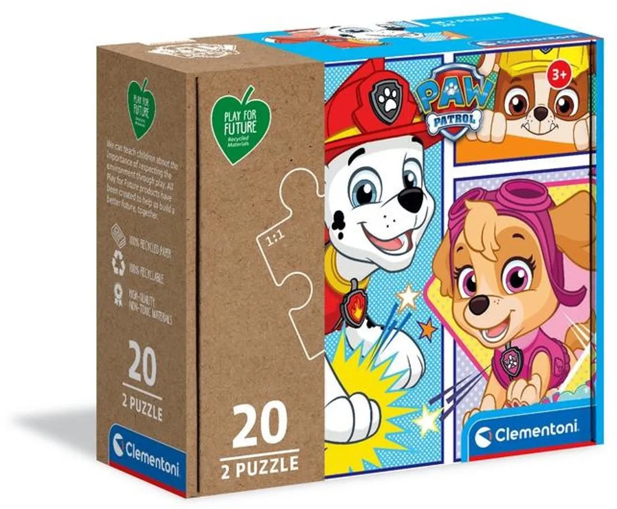 Clementoni Paw Patrol Puzzel - 2x20 Stukjes Blauw