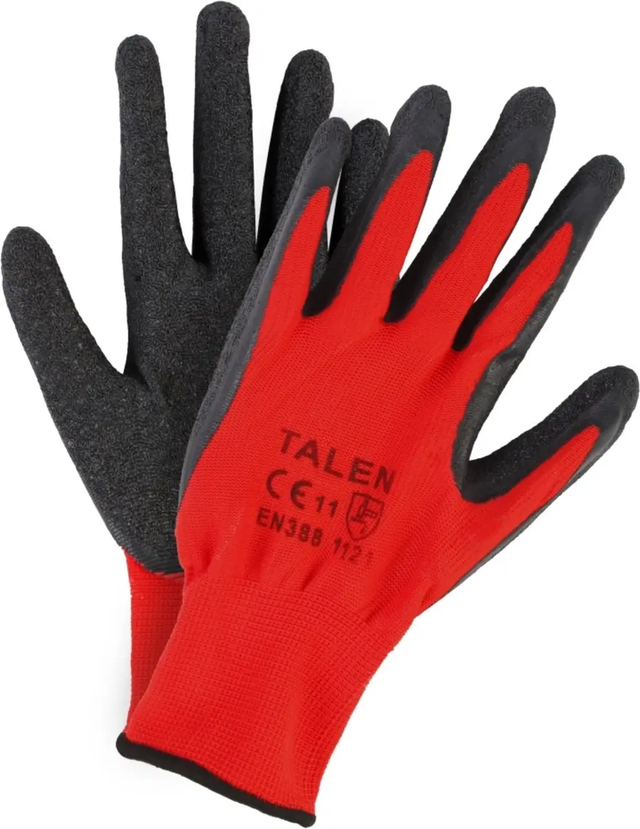 Talen Tools Werkhandschoenen Anti Slib Latex Coating XL - Rood/Zwart