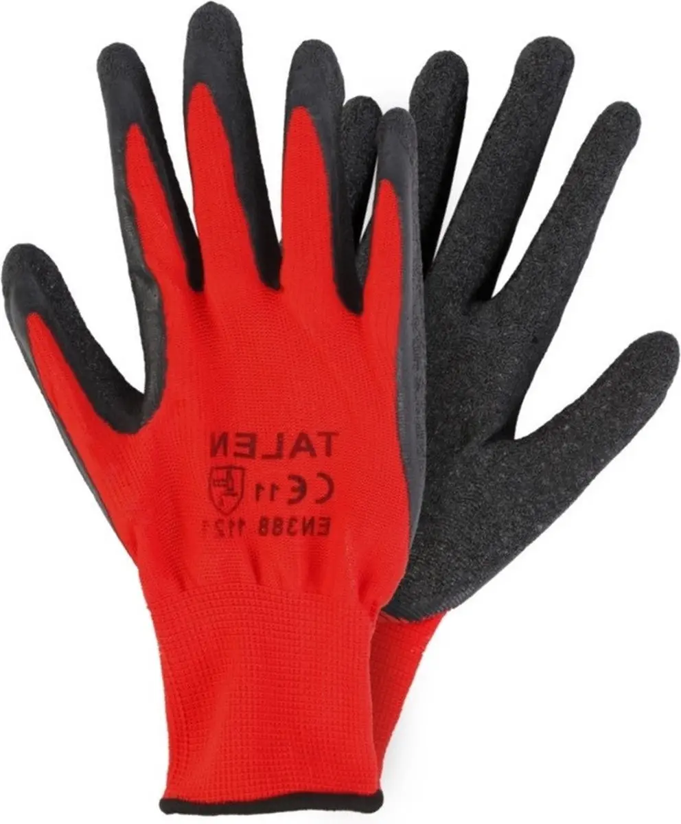 Talen Tools Werkhandschoenen Anti Slib Latex Coating XL - Rood/Zwart