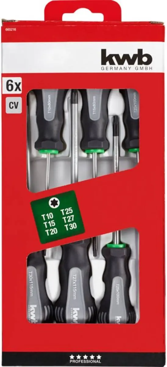 KWB Schroevendraaierset 6-delig - T10/T15/T20/T25/T27/T30