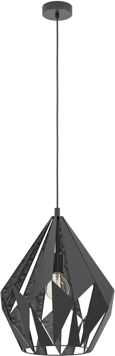 Eglo Carlton 1 Hanglamp E27 - 38,5 cm - Zwart/Zilver