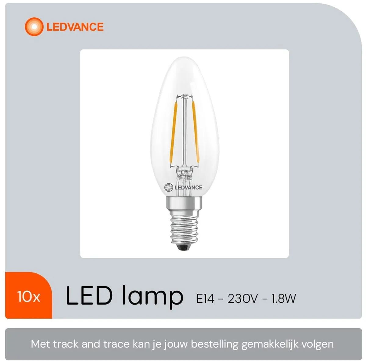 LEDVANCE LED Filament Kaarslamp E14 2700K - 1.8W 250lm - 10 Stuks
