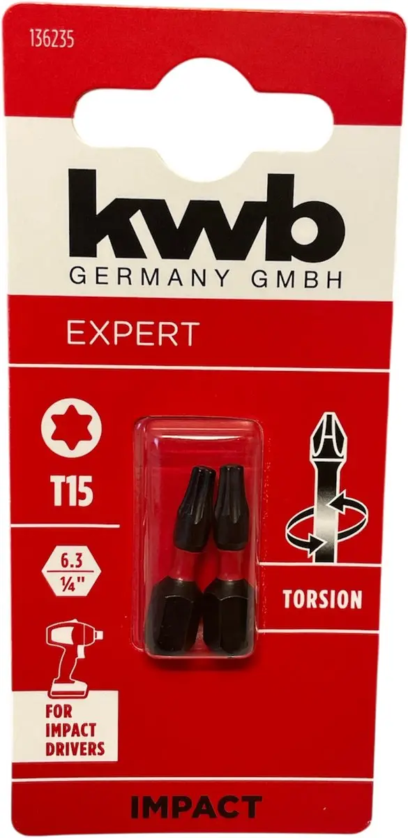 KWB 2 bitjes torsion 25 mm T15 s2