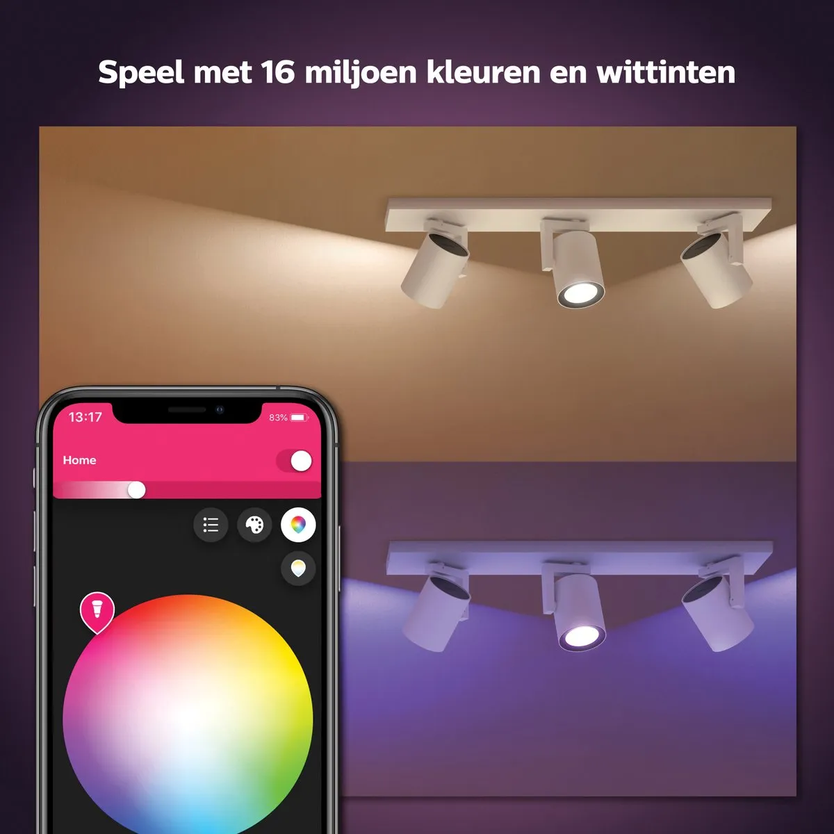 Philips Hue Argenta Opbouwspot 3-spots - RGBW Wit
