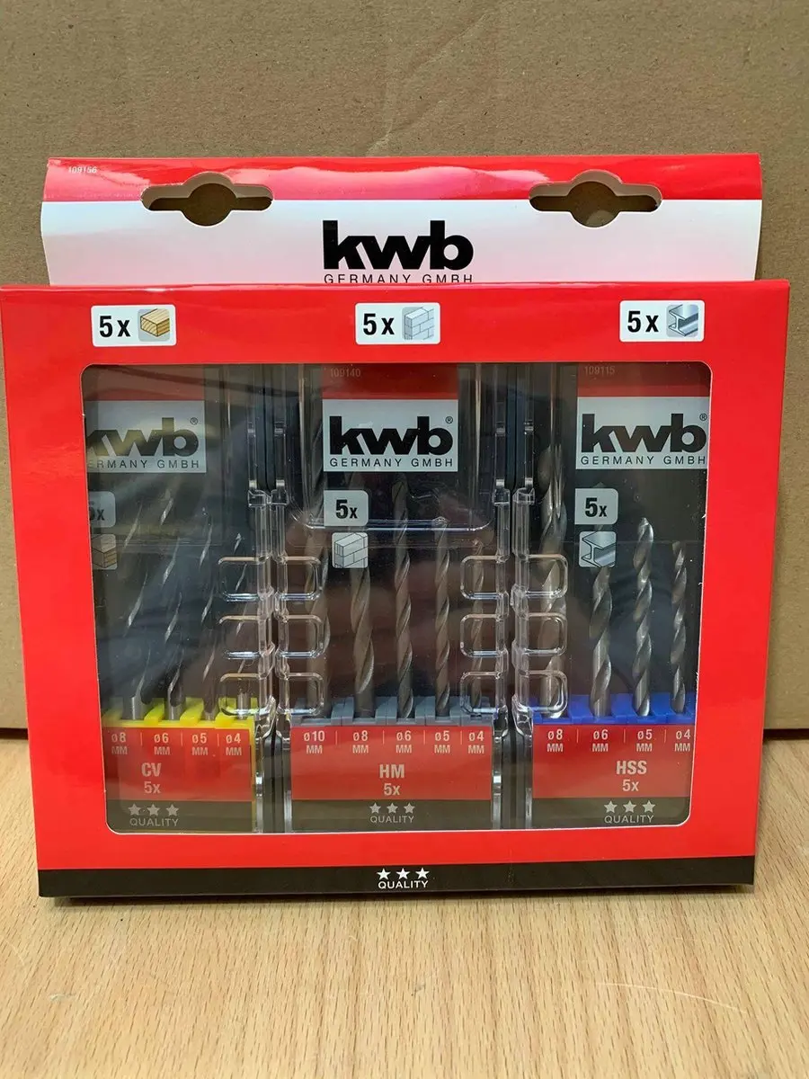 KWB HSS Boorset 3-delig DIN 338 Cilinderschacht