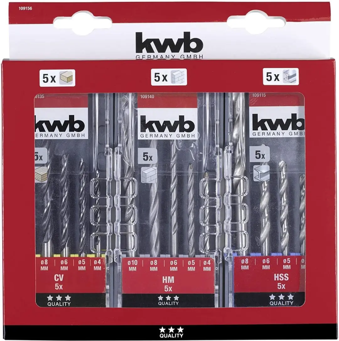 KWB HSS Boorset 3-delig DIN 338 Cilinderschacht - Metaal