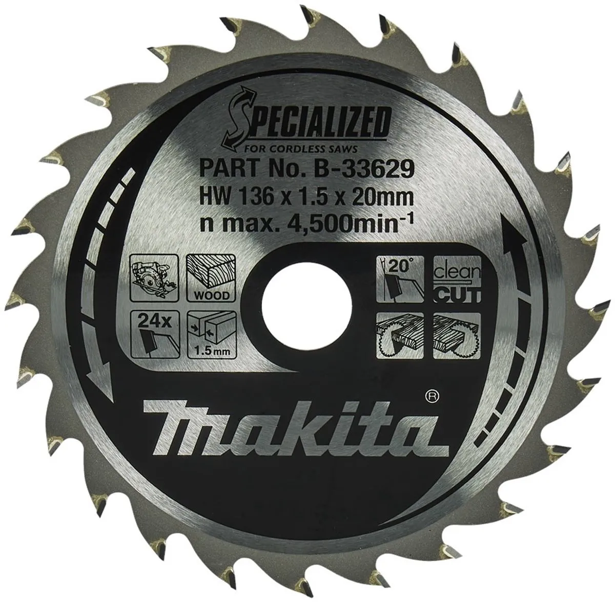 Makita Cirkelzaagblad B-33629 Hout 136mm 24T