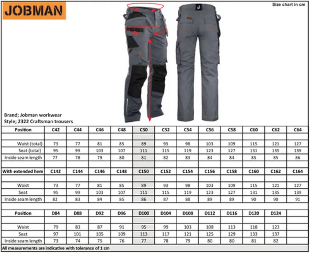Jobman Practical 2322 Werkbroek 54 - Holsterpockets - Zwart