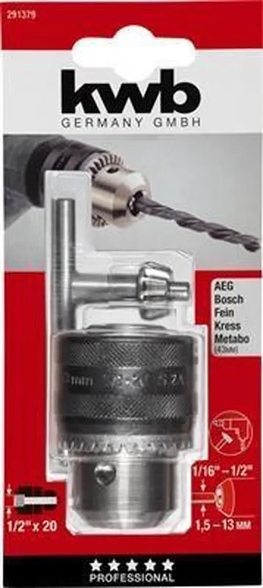 KWB Boormachine Boorkop 13mm - 1/2"x20 Bi-Gat