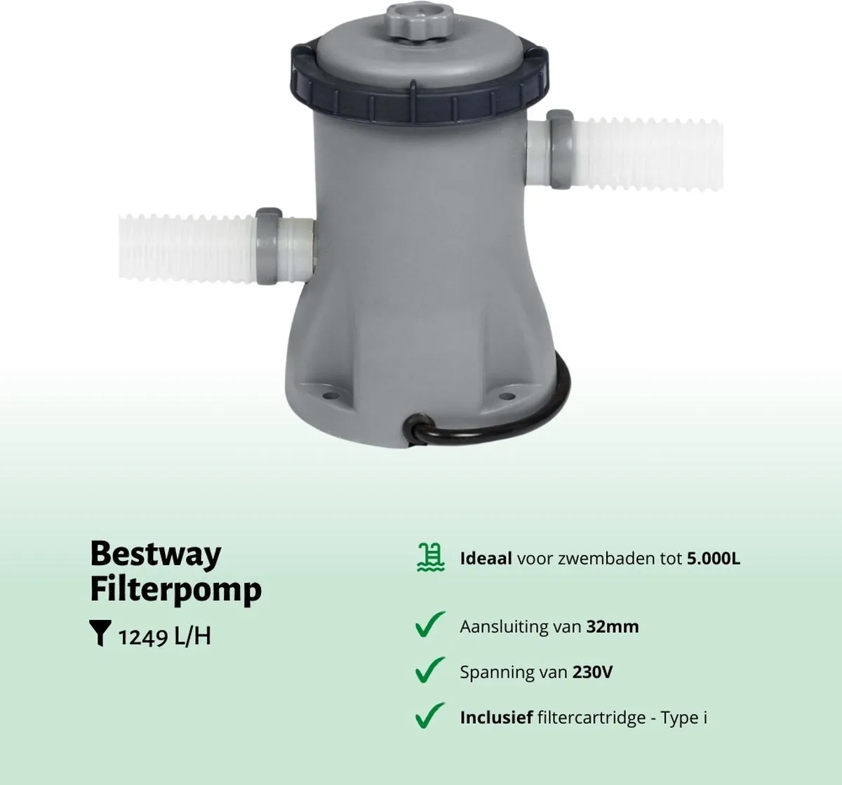 Bestway Flowclear Filterpomp 1249L/h - 32mm - Grijs - 30 Stuks