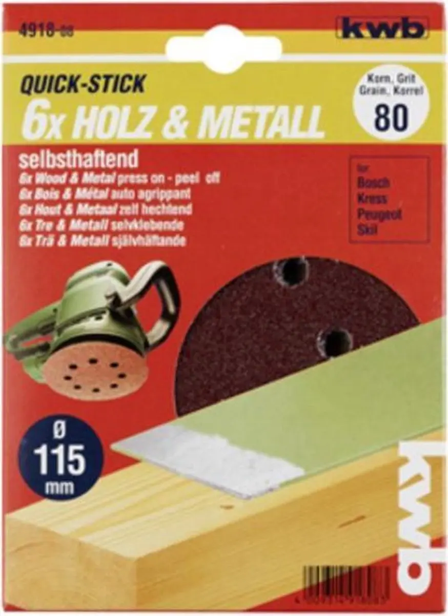 KWB Schuurschijf Ø115mm Korrel 240 - 5 Stuks