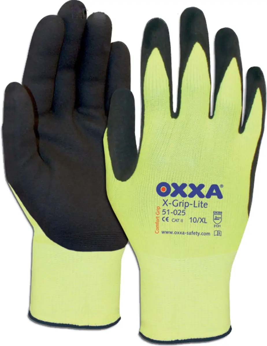 Oxxa X-Grip-Lite Werkhandschoenen 9/L - Geel - 12 Stuks