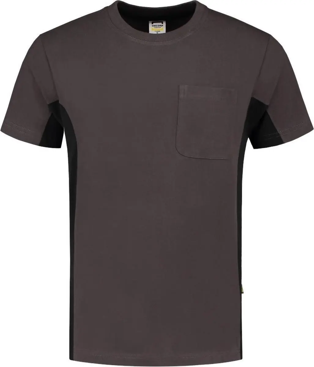 Tricorp T-shirt Bi-Color 102002 - Donkergrijs/Zwart S
