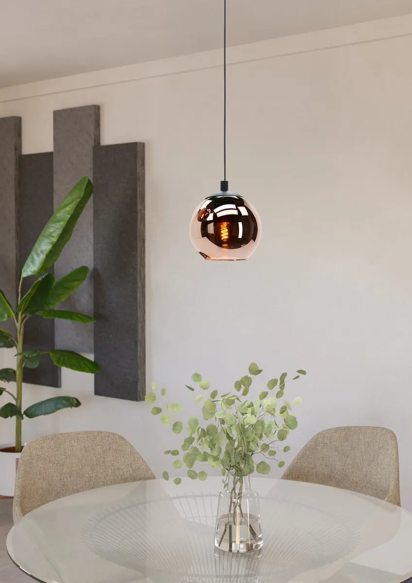Eglo Centara Hanglamp E27 - 3 Lichtpunten - Koperglas