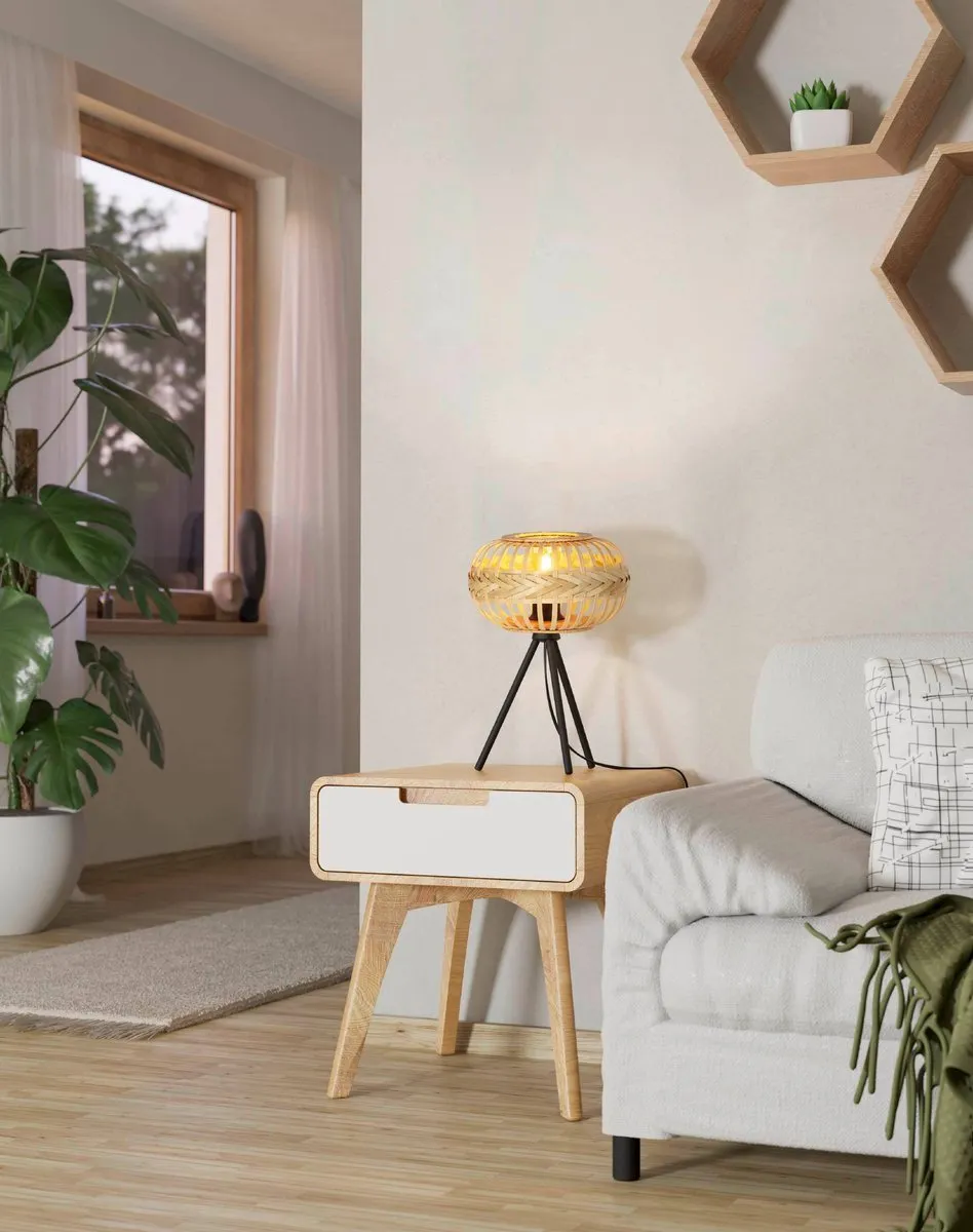 Eglo Amsfield 1 Tafellamp - Zwart/Hout - 41 cm
