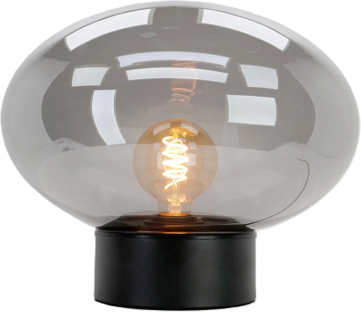Eglo Madonnina Tafellamp E27 - 27cm - Zwart/Grijs Ombre Glas