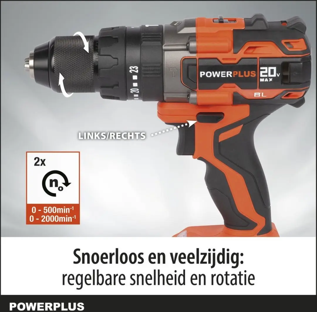 Powerplus POWDP15220 Accuboormachine 20V - Klopfunctie