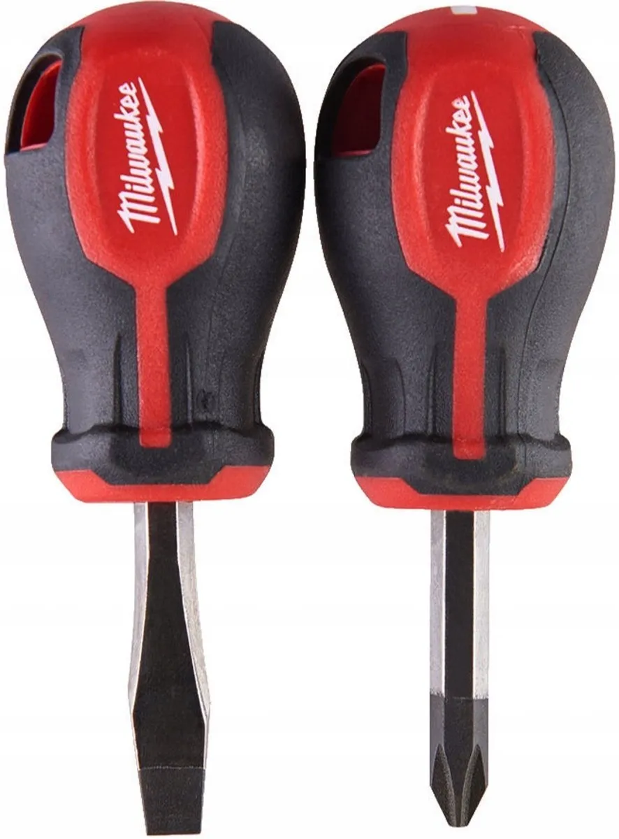 Milwaukee Tri-lobe Stubby Schroevendraaierset 2-delig PZ2/SL6.5 - 2 Stuks