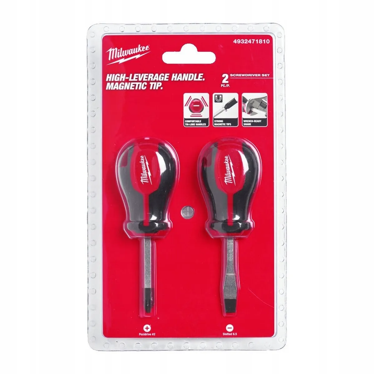 Milwaukee Tri-lobe Stubby Schroevendraaierset 2-delig PZ2/SL6.5