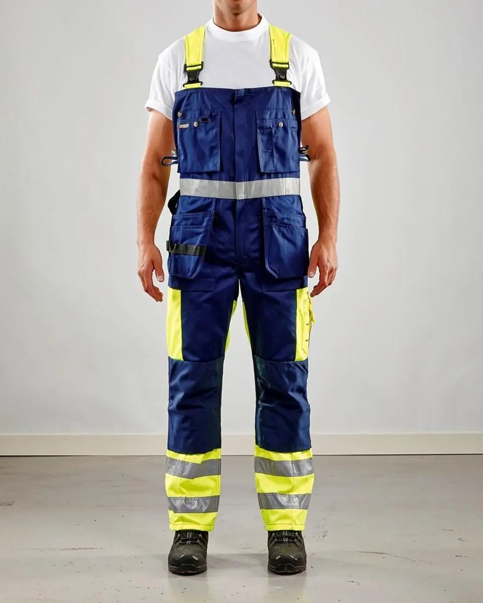 Blåkläder Bretelbroek High Vis 2603-1860 - 52 - Geel/Marineblauw