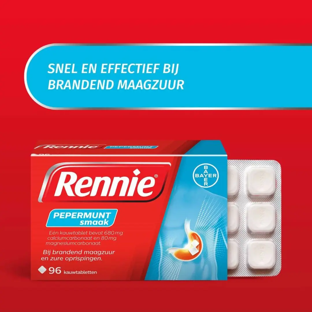 Rennie Pepermunt Kauwtabletten - 288 Stuks (3x96)