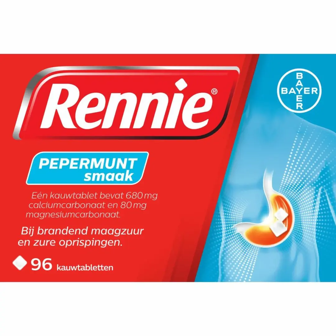 Rennie Pepermunt Kauwtabletten - 288 Stuks (3x96)