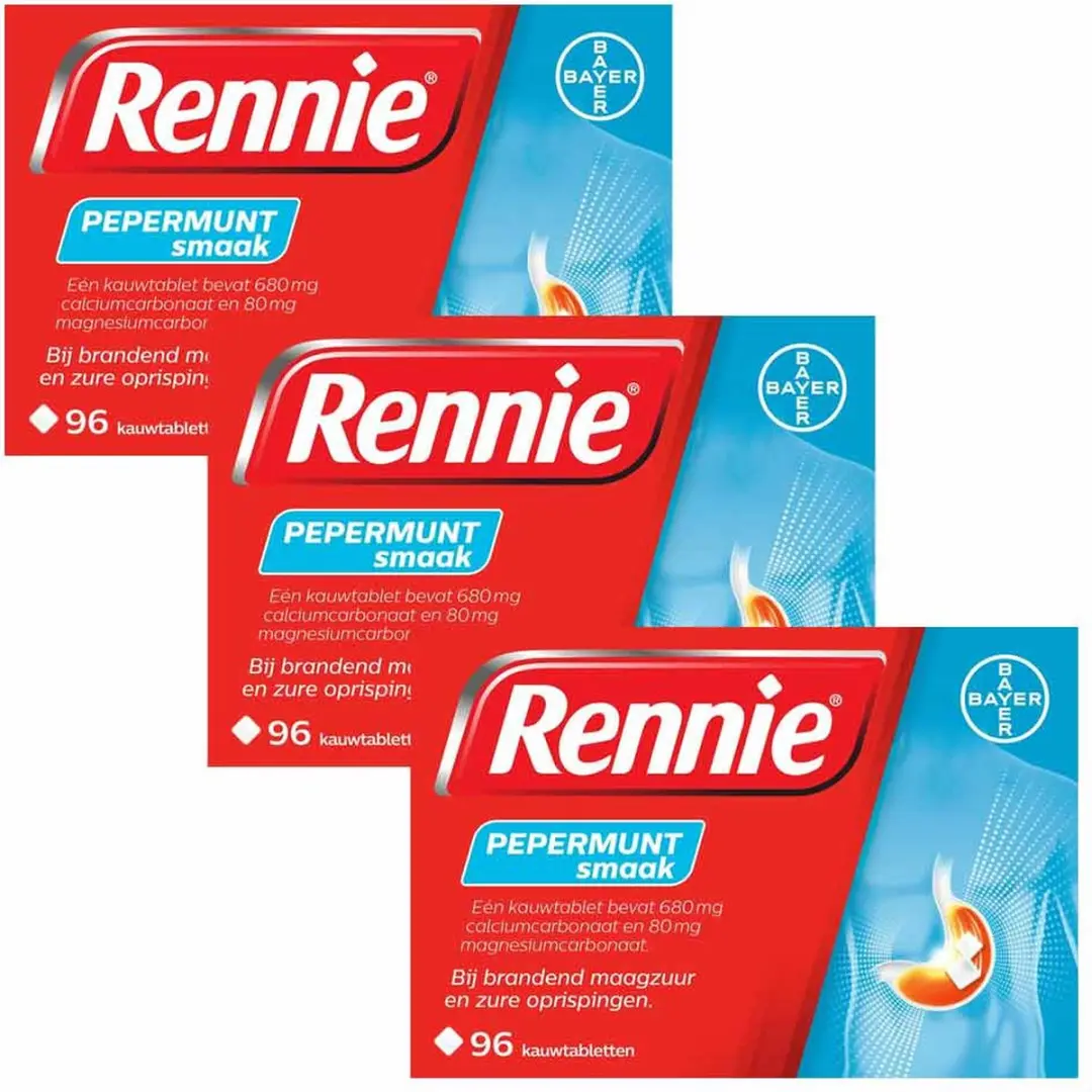 Rennie Pepermunt Kauwtabletten - 288 Stuks (3x96)