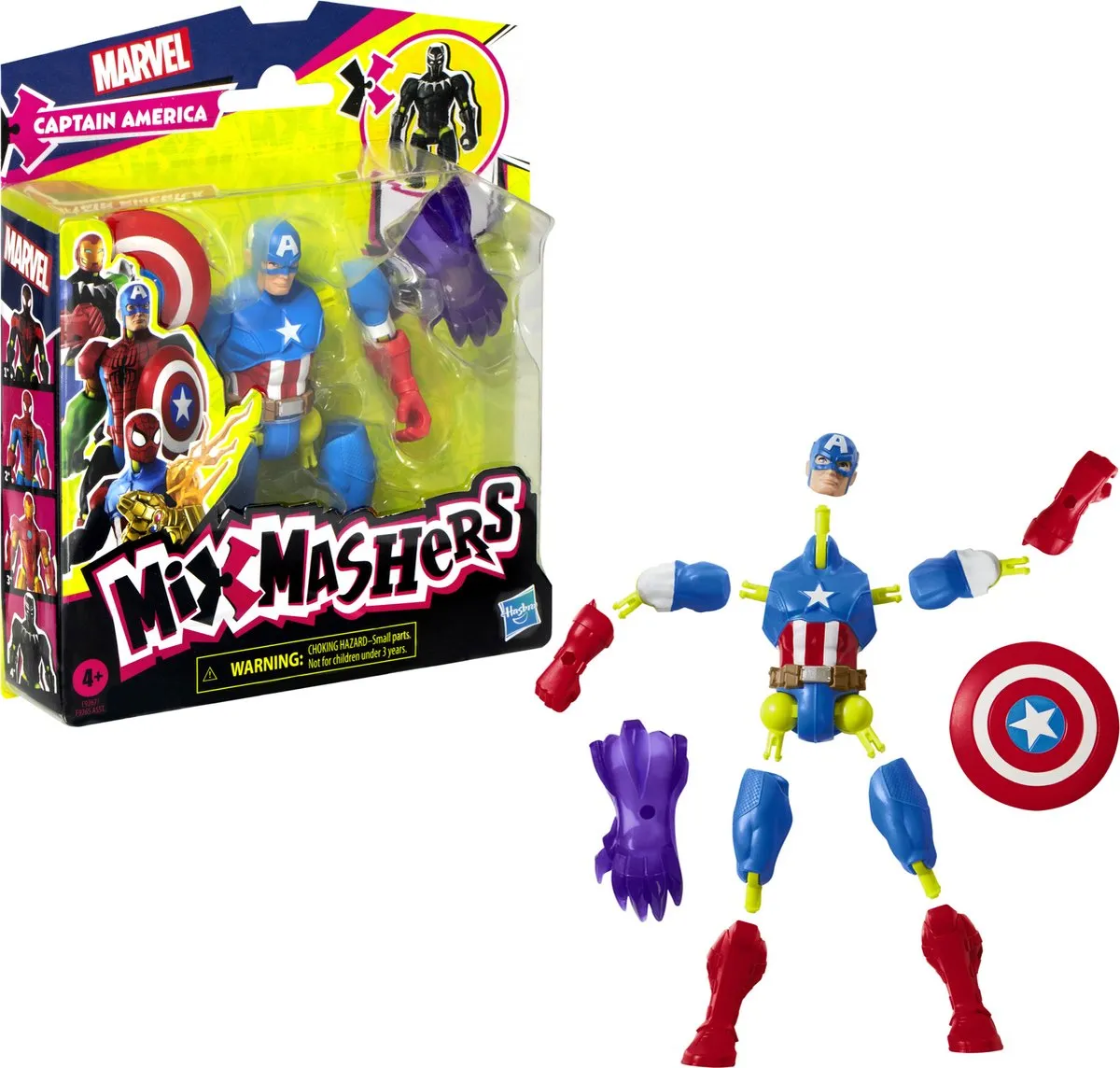 Hasbro Marvel MixMashers Captain America Actiefiguur 12cm - Multicolor