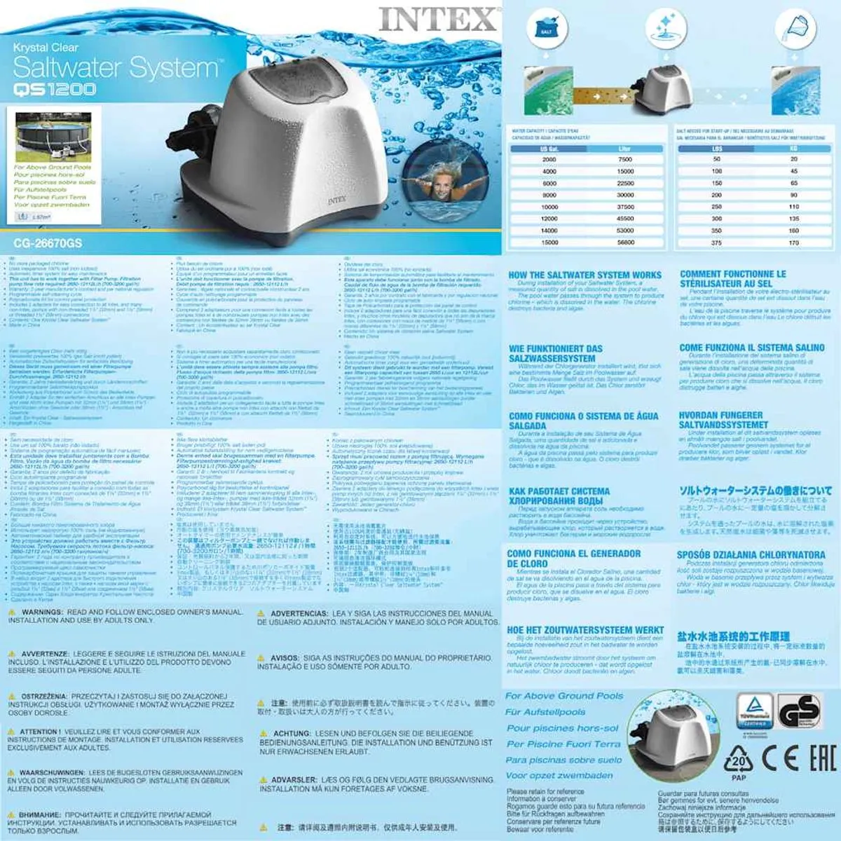 Intex Krystal Clear Zoutwatersysteem 56.800L