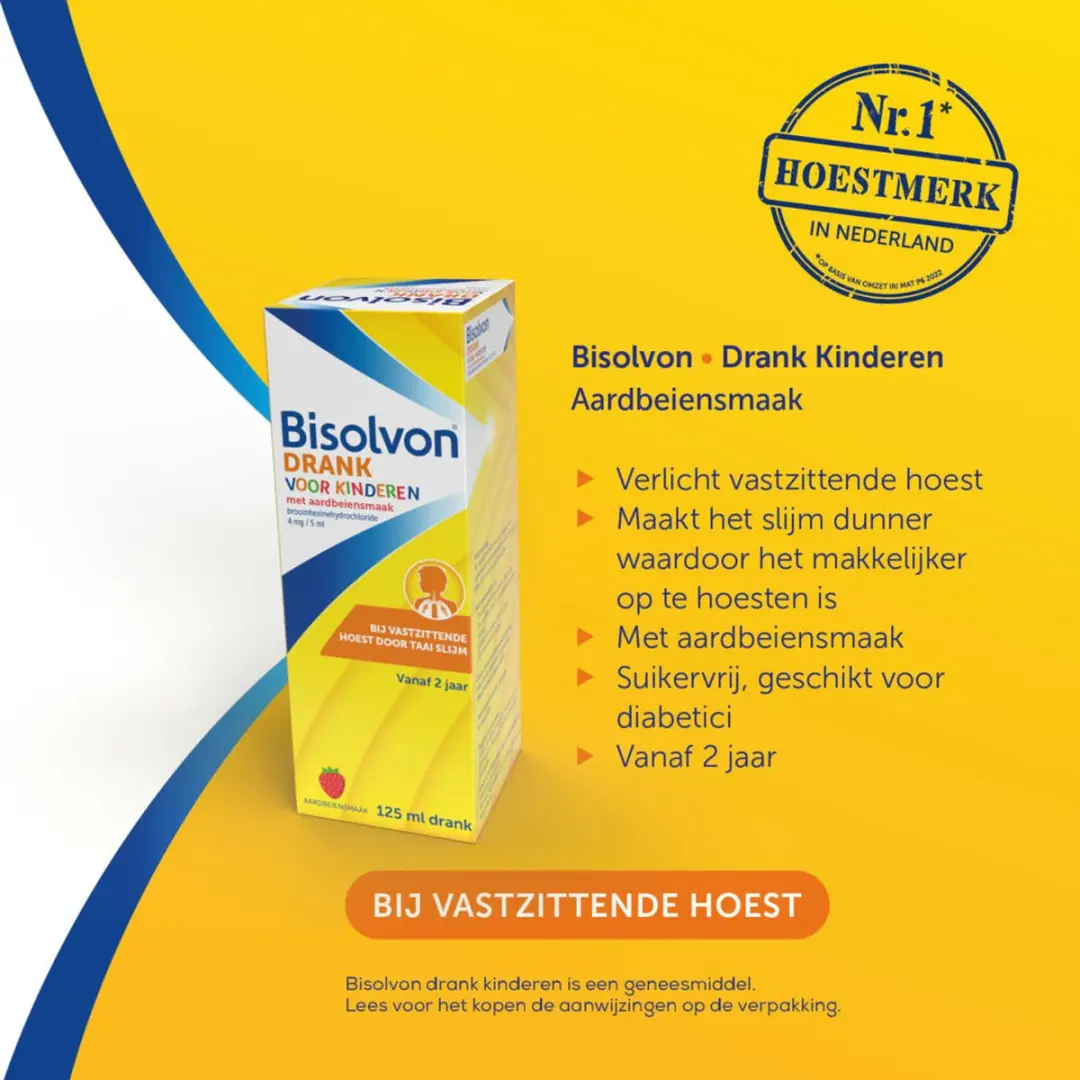 Bisolvon Drank Voor Kinderen Aardbeiensmaak 125ml